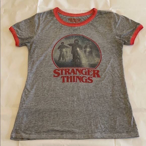 Netflix Tops - Stranger Things Burnout Ringer Tee LARGE